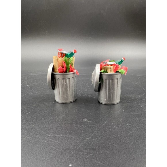 Dept 56 The Original Snow Village “Christmas Trash Cans” w/ Box - Picture 3 of 6